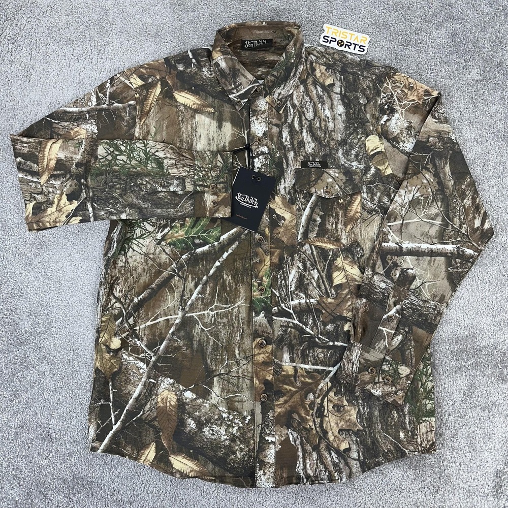 Von Dutch Originals Shirt Mens Large Camo Print Button Down Long Sleeve Stretch